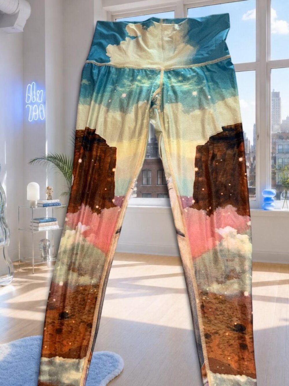 Y2K Teeki Boutique White Unicorn Activewear Leggings Women's Size Small